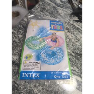 Vintage Intex Clear Color Tube Ring Pool Float 2012 Green 36"